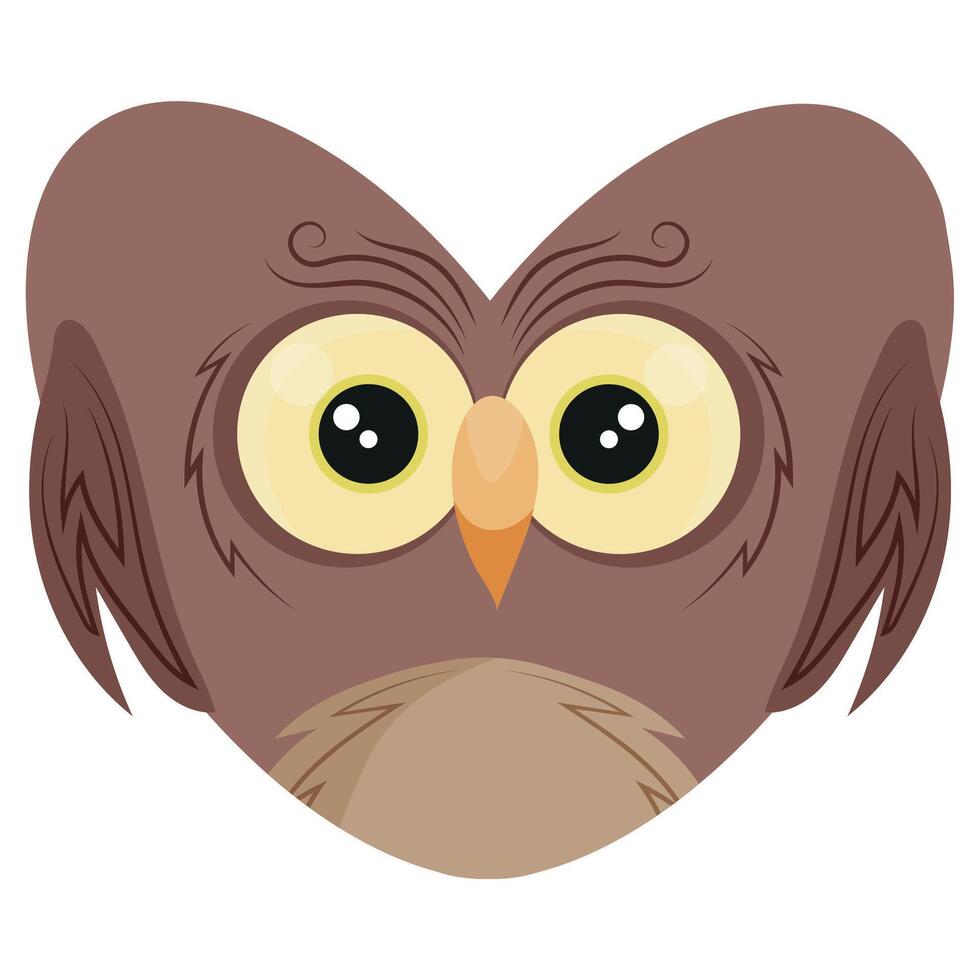 valentine's day heart icon with animal image of an brown owl in a heart shape for children's textile or packaging vector