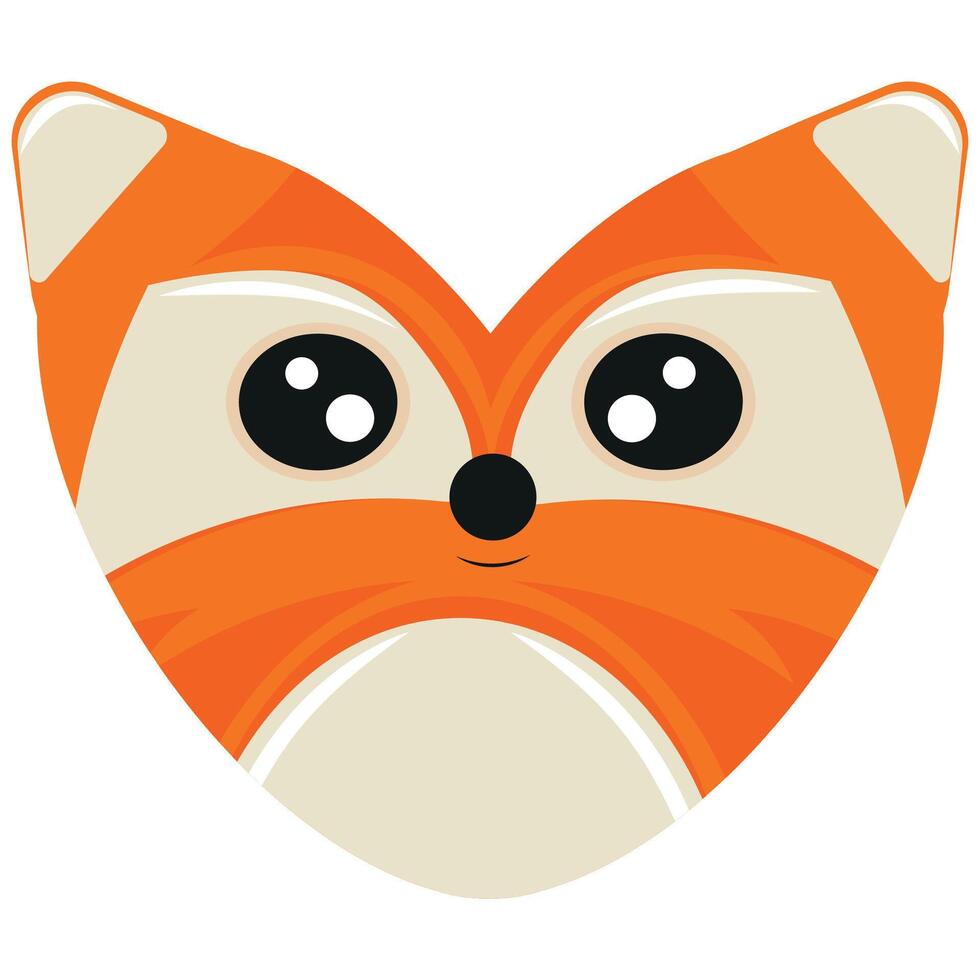 valentine's day heart icon with animal image of an orange fox in a heart shape for children's textile or packaging vector