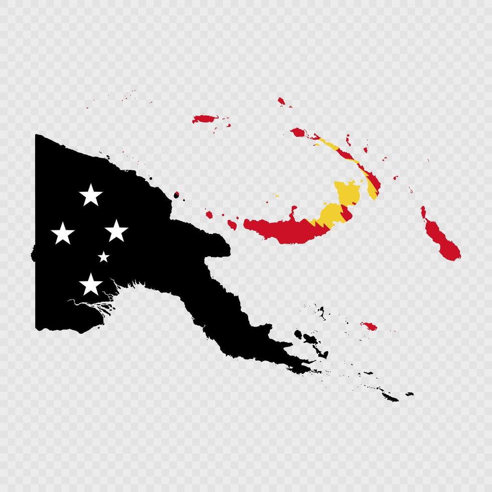 Papua New Guinea map silhouette with flag. vector