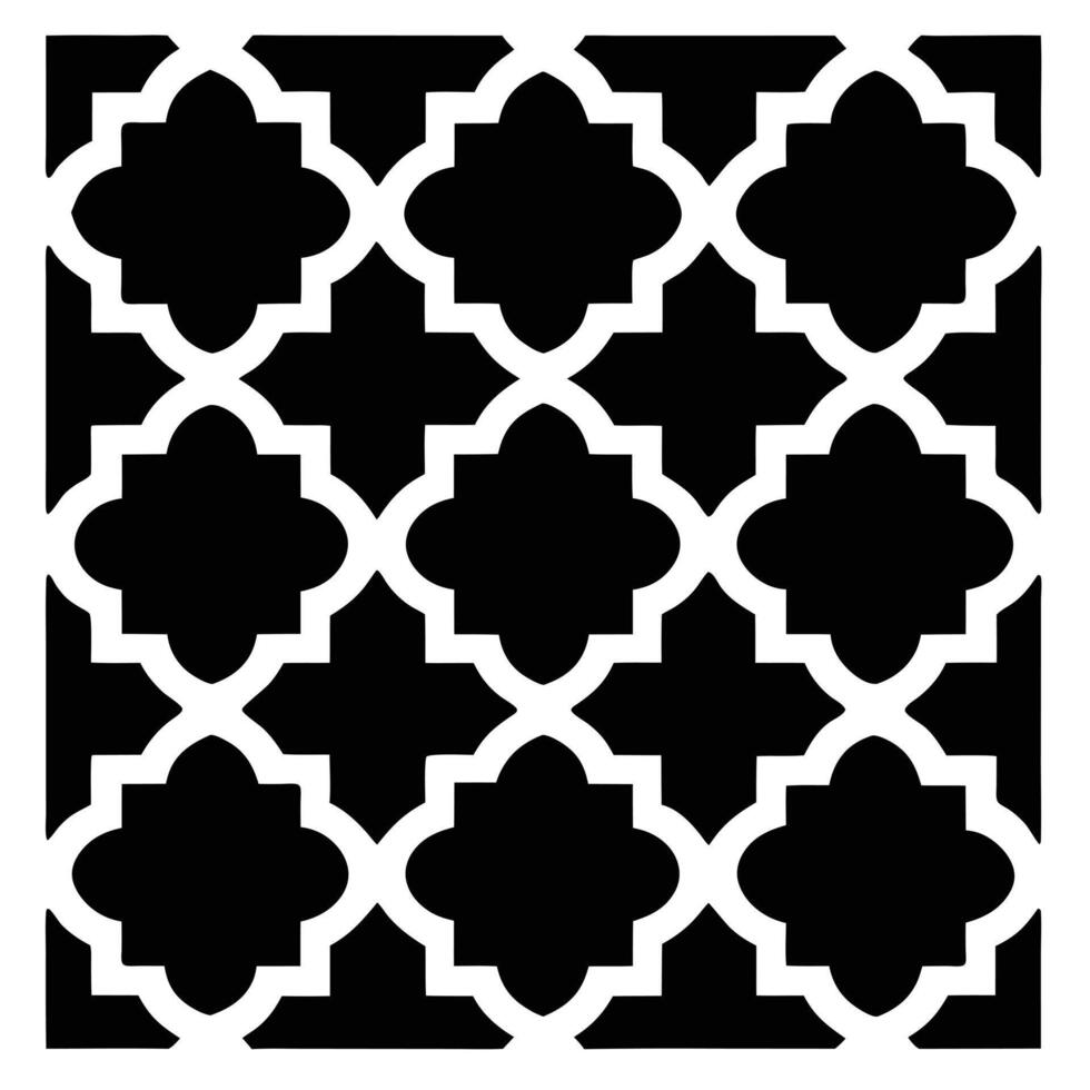 Stylish Moroccan Tile Design in Monochrome Geometric Style vector