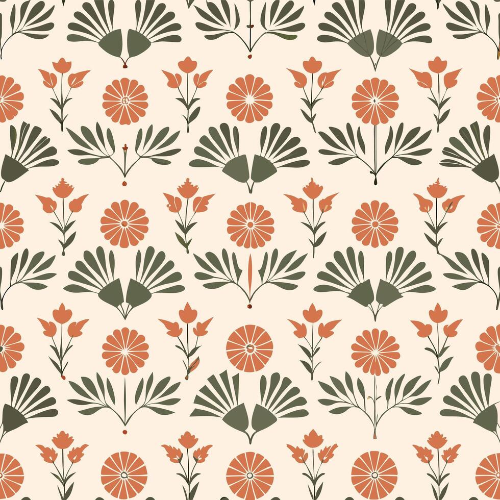 Ornamental Floral Pattern with Stylized Botanical Elements vector