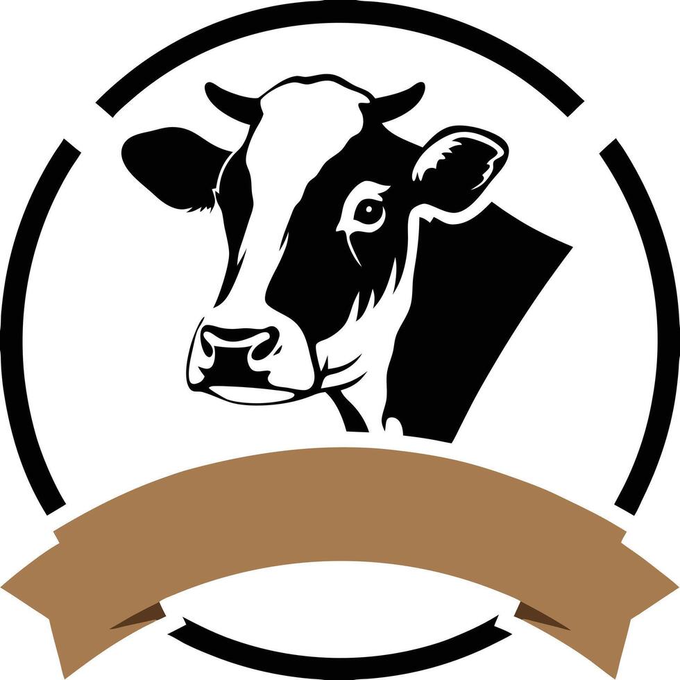 Rustic Black and White Cow Illustration for Logos vector