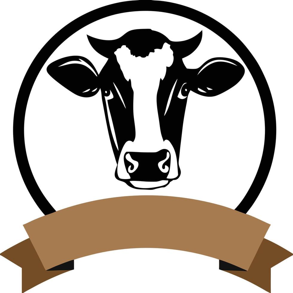Stylized Black and White Cow Logo for Dairy Branding vector