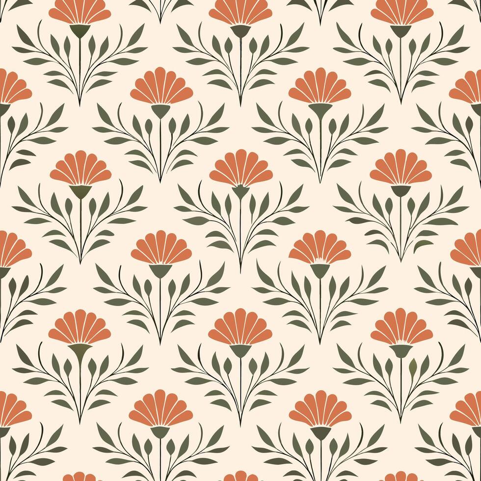 Delicate Botanical Floral Pattern in Vintage Style vector