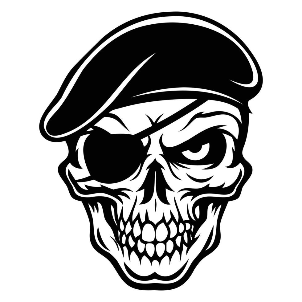 Pirate Skull Head Illustration, Bold and Nautical Artwork vector