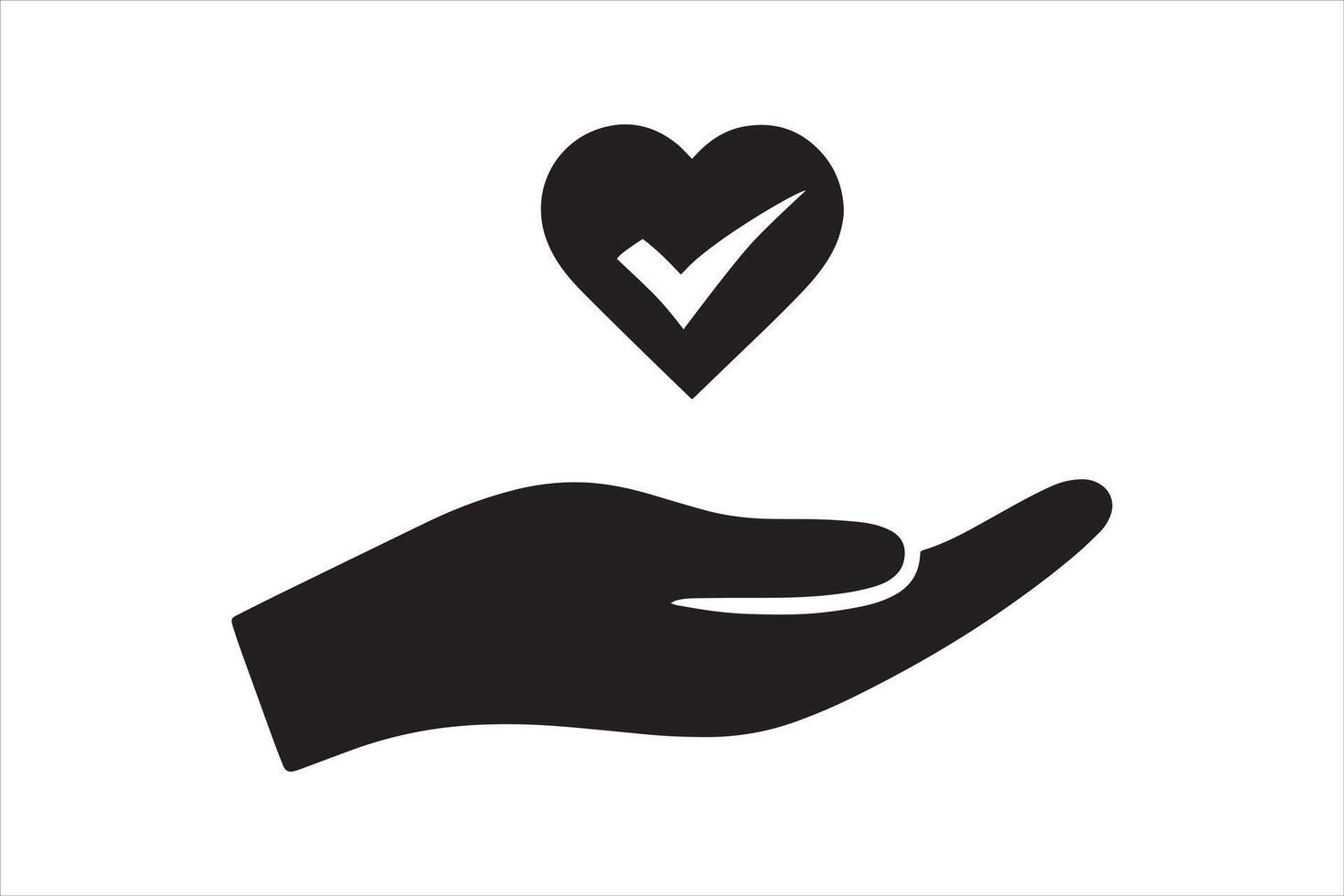 Hand Holding Heart Approval Symbol Trust and Care Icon with Heart and Hand vector