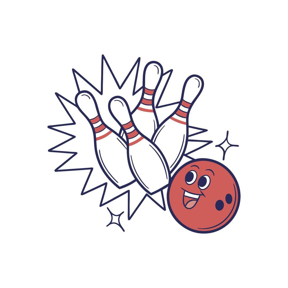 cartoon Bowling ball and pins illustration , vector