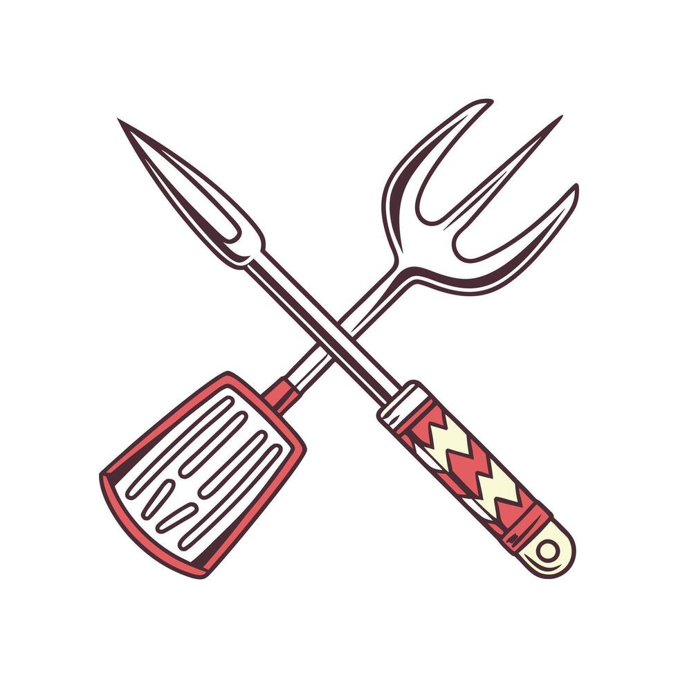 Bbq grill utensils vector