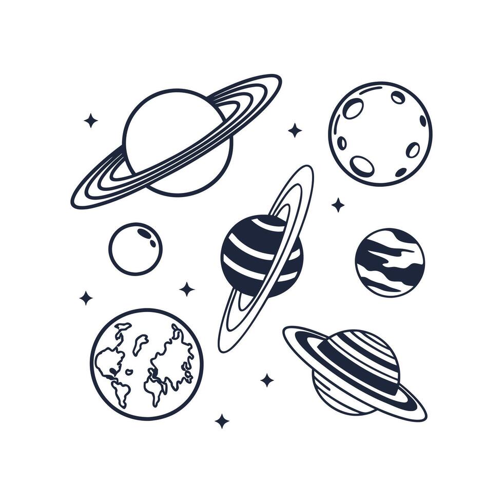 drawing of a Solar system planets illustration vector