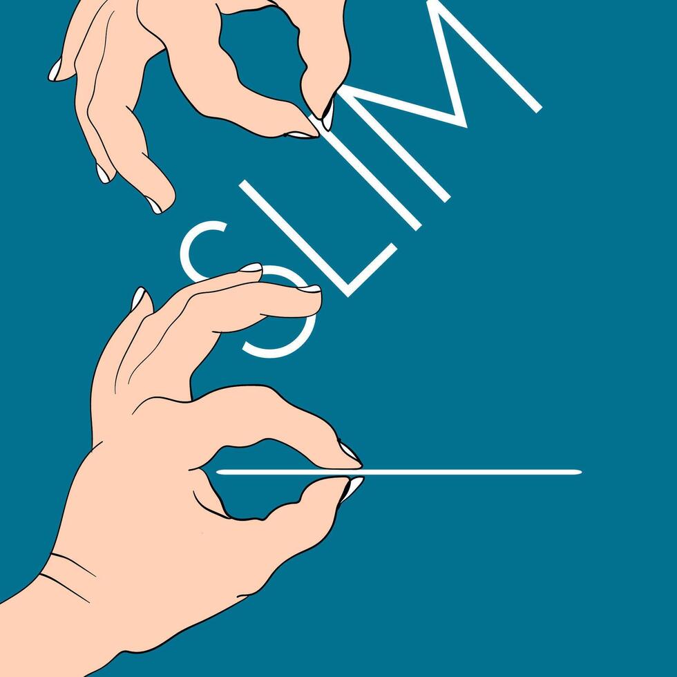 Illustration of a hand holding a business card with the word Slim vector