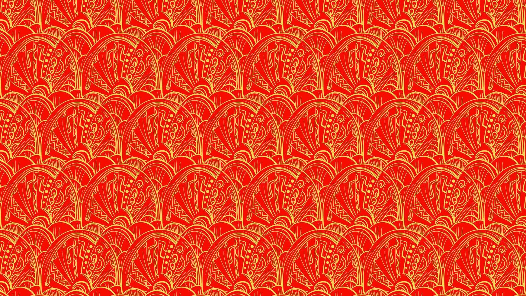 abstract hand-drawn pattern. red yellow lunar background. vector