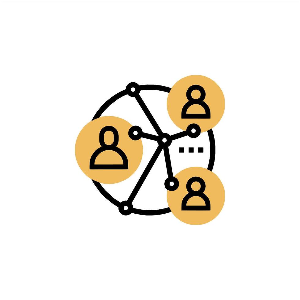 A circle with people connected to each other vector