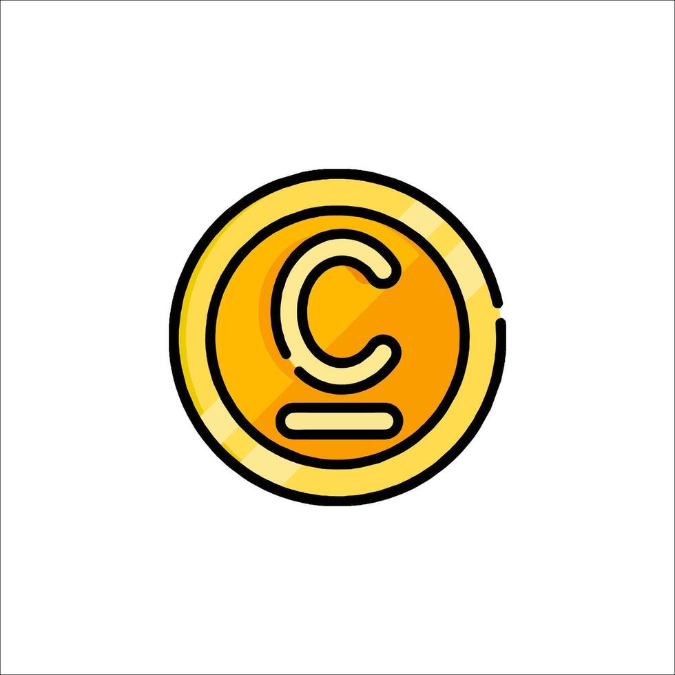 A yellow coin with the letter c on it vector