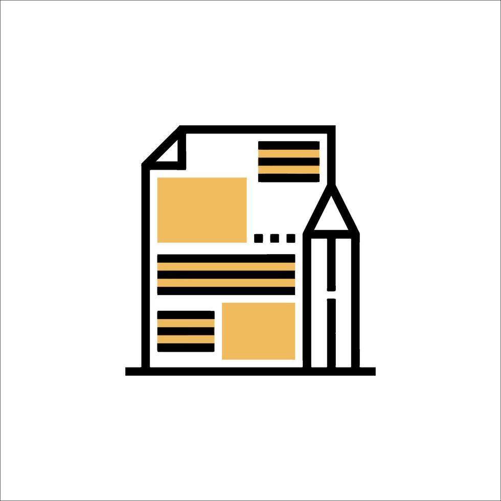 A newspaper icon with a pencil and paper vector