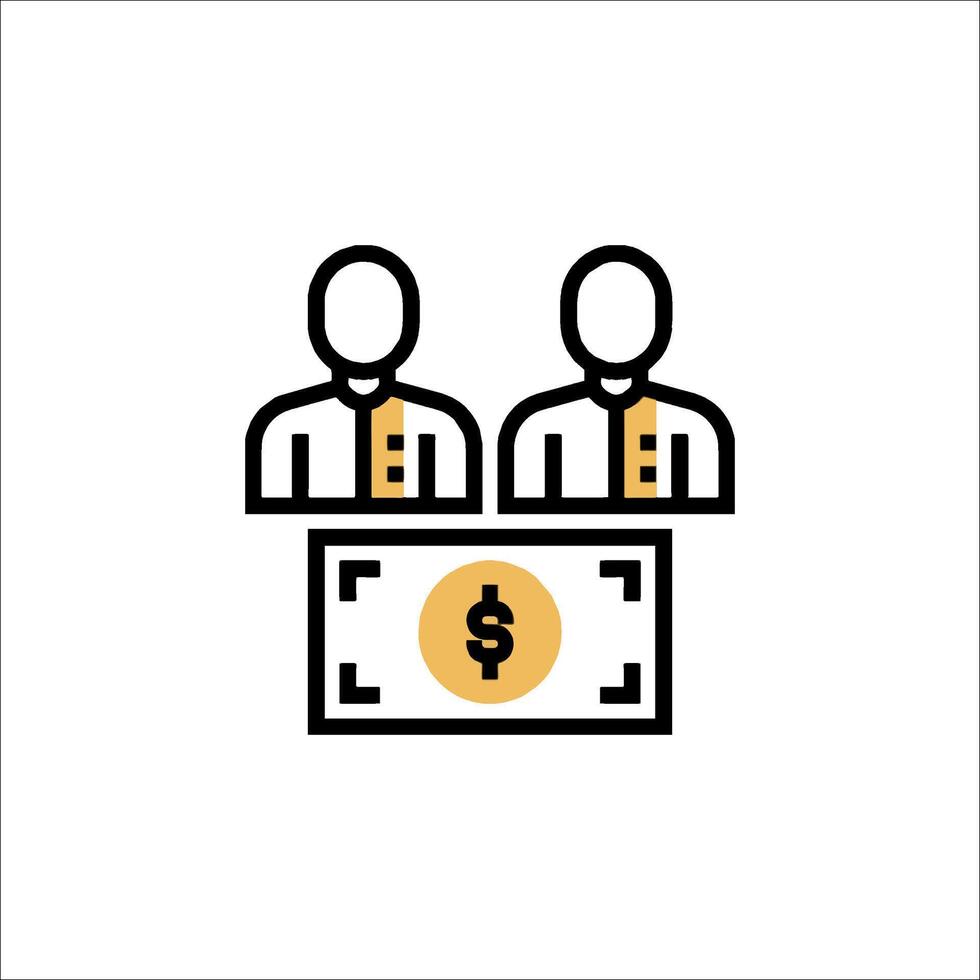 Two people sitting at a table with a dollar sign vector