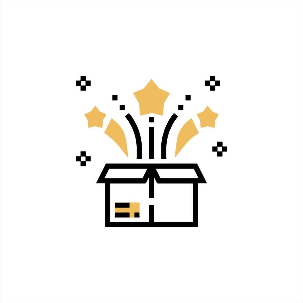 A box with a star on it and a star in the middle vector