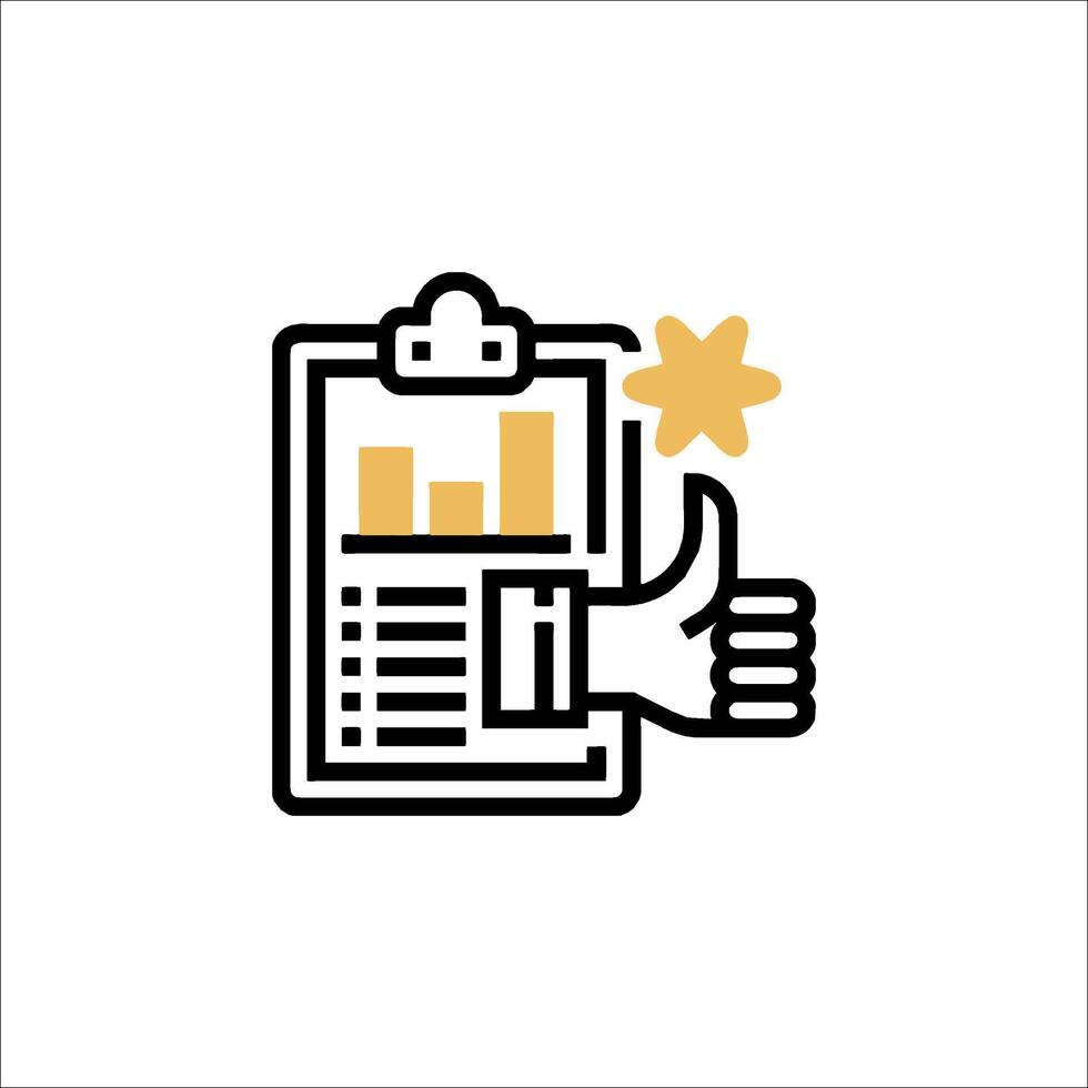 A hand holding a clipboard and a thumb up vector