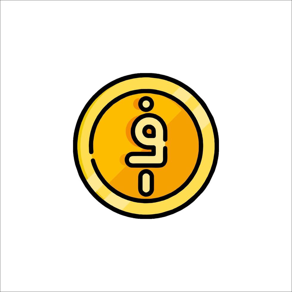 A yellow coin with the letter e on it vector