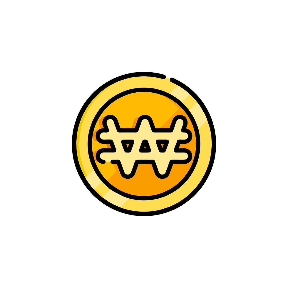 A yellow coin with the symbol for w vector