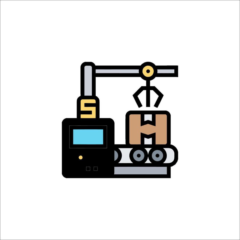 A machine that is working on a piece of wood vector