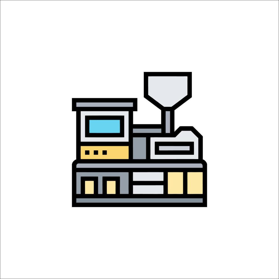 A factory icon with a machine and a machine vector