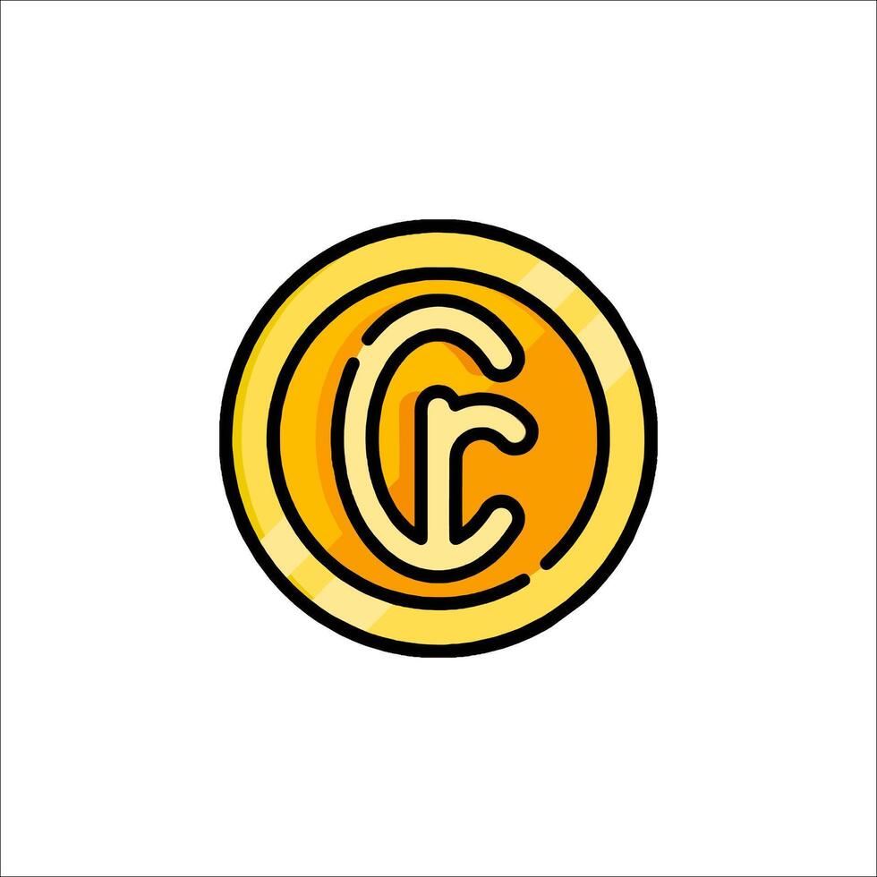 A gold coin with the letter c on it vector
