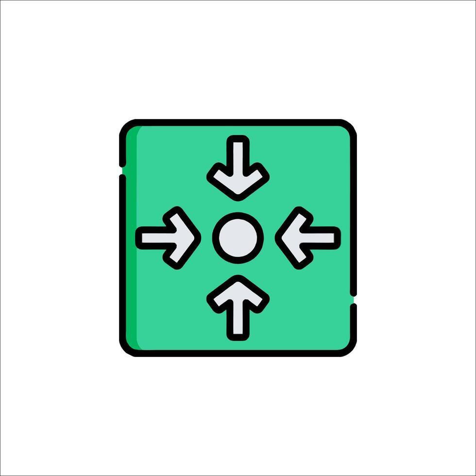 A green square with arrows pointing in different directions vector