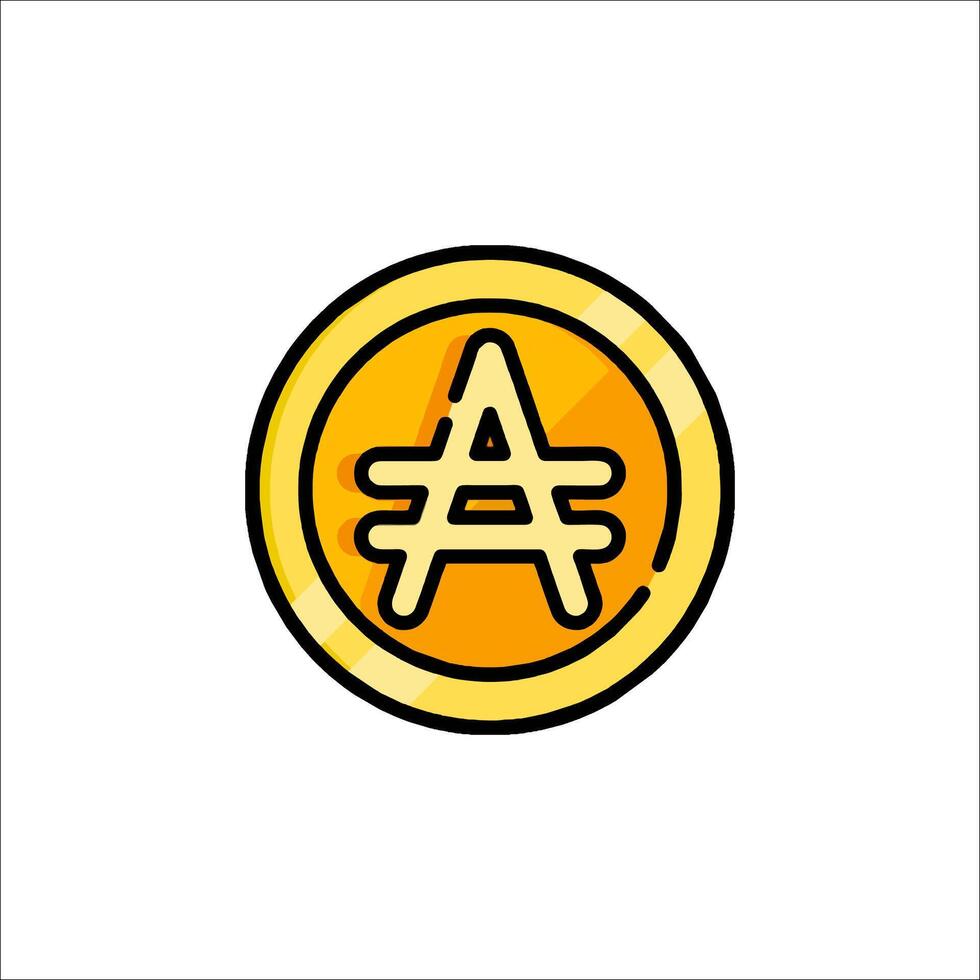 A yellow coin with the letter a on it vector