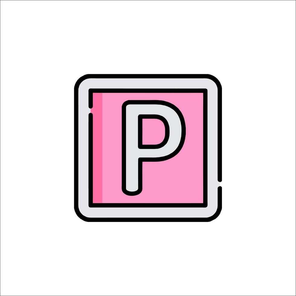 A pink and white square with the letter p vector