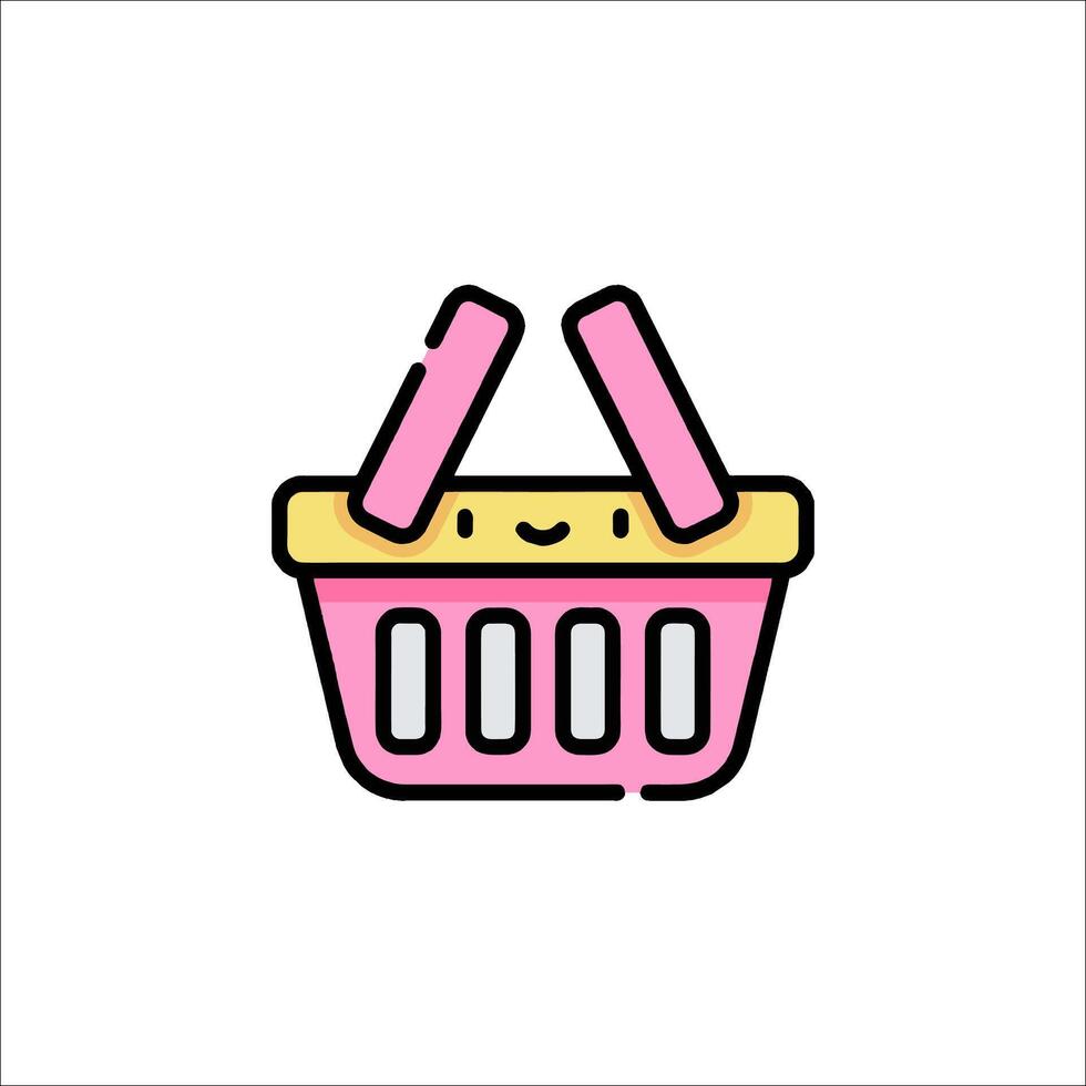 A pink and yellow basket icon on a white background vector