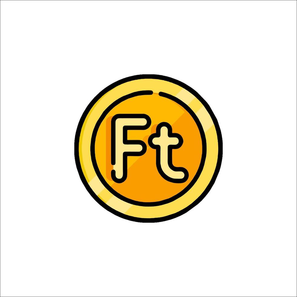 A yellow coin with the letter f on it vector