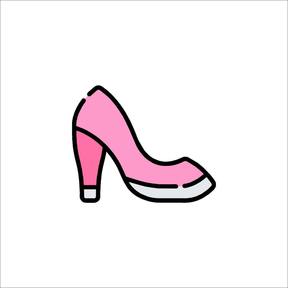 A pink high heel shoe icon on a white background vector