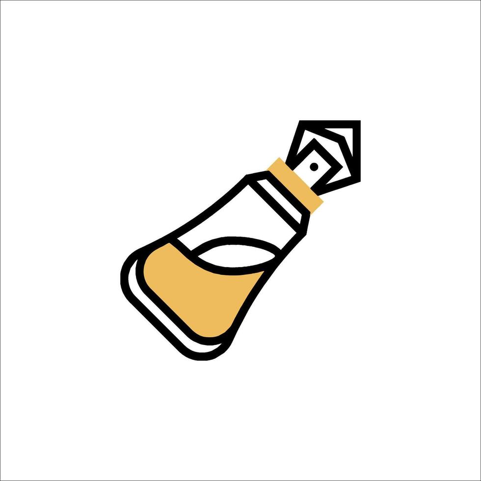 A bottle of perfume with a yellow and black outline vector