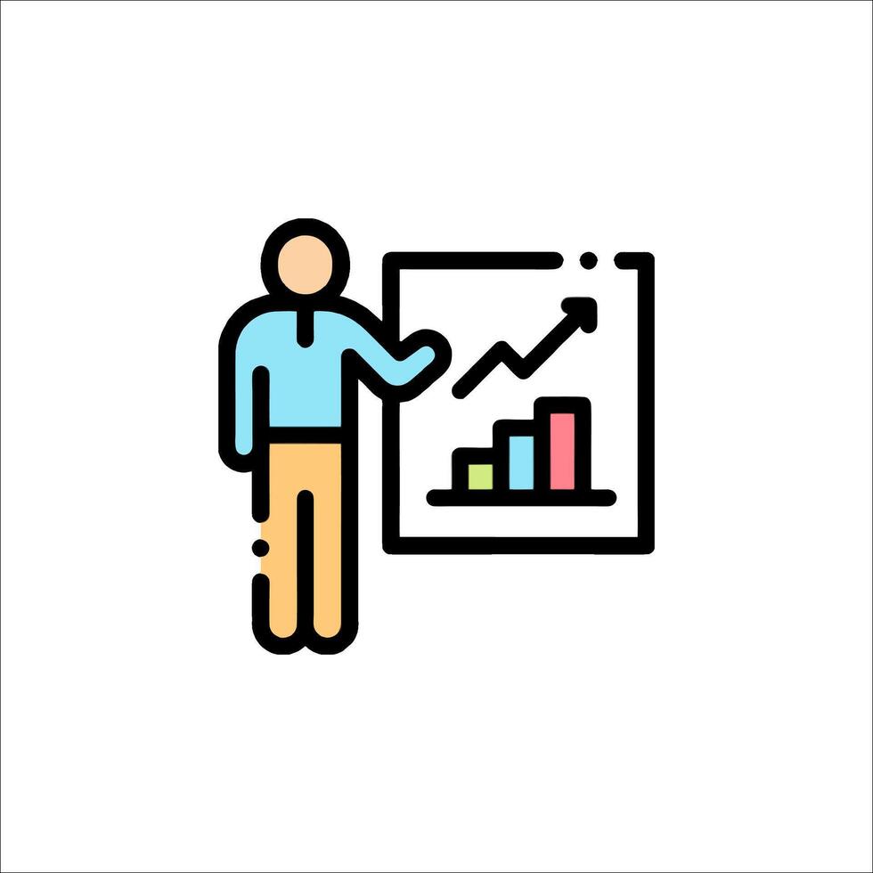 Business man on a white background with a chart vector