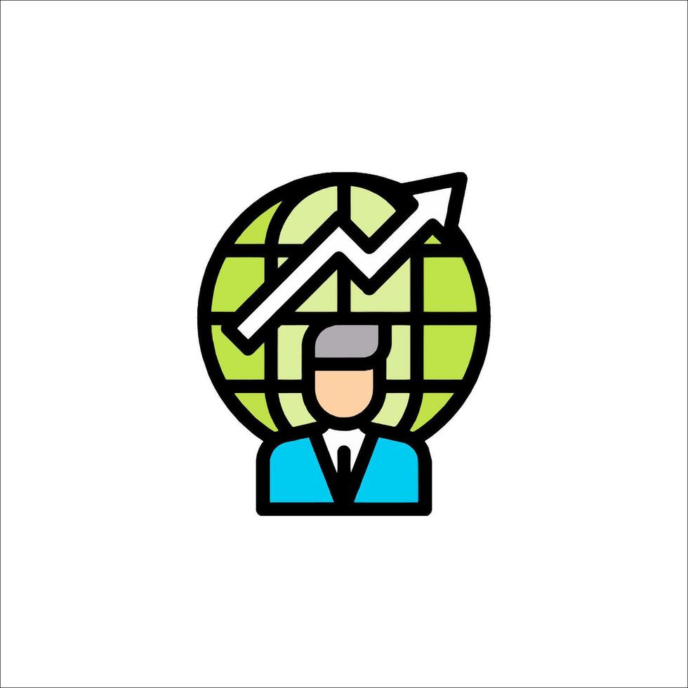 Businessman with globe and arrow icon vector