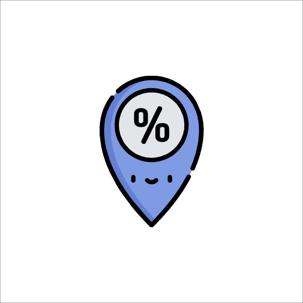 A map pointer with a percentage sign on it vector