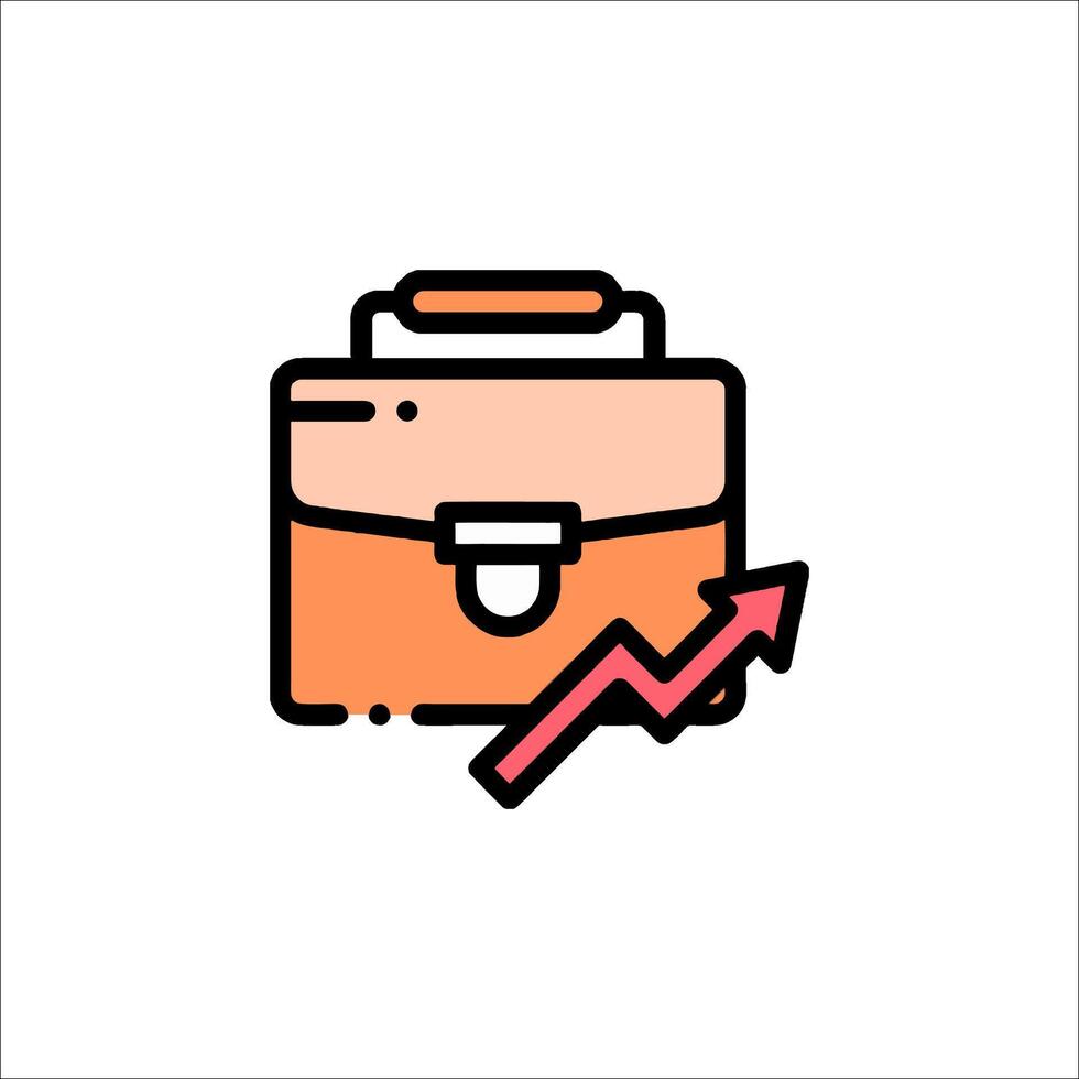 Business briefcase icon with arrow and graph line vector