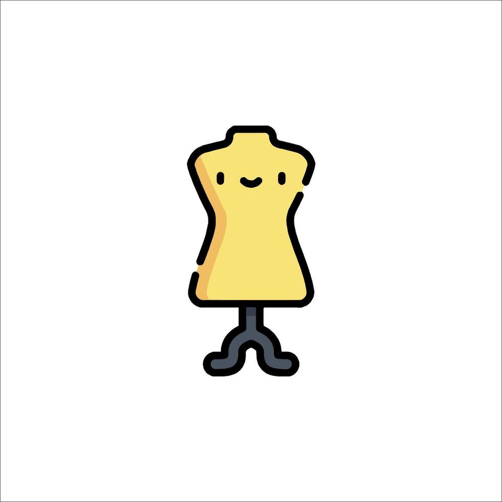 A yellow dress form with a smile on it vector