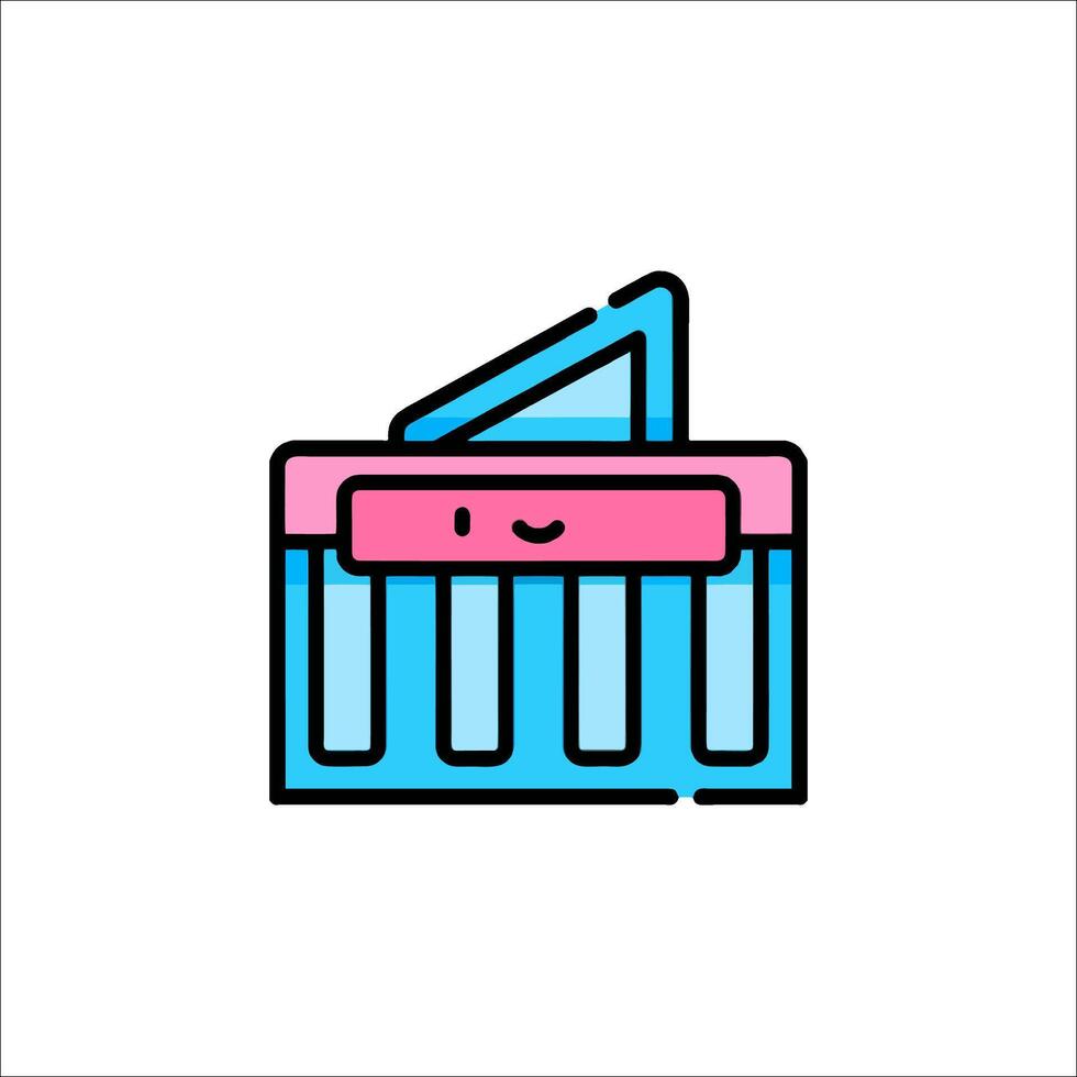 A pink and blue box with a smiley face on it vector