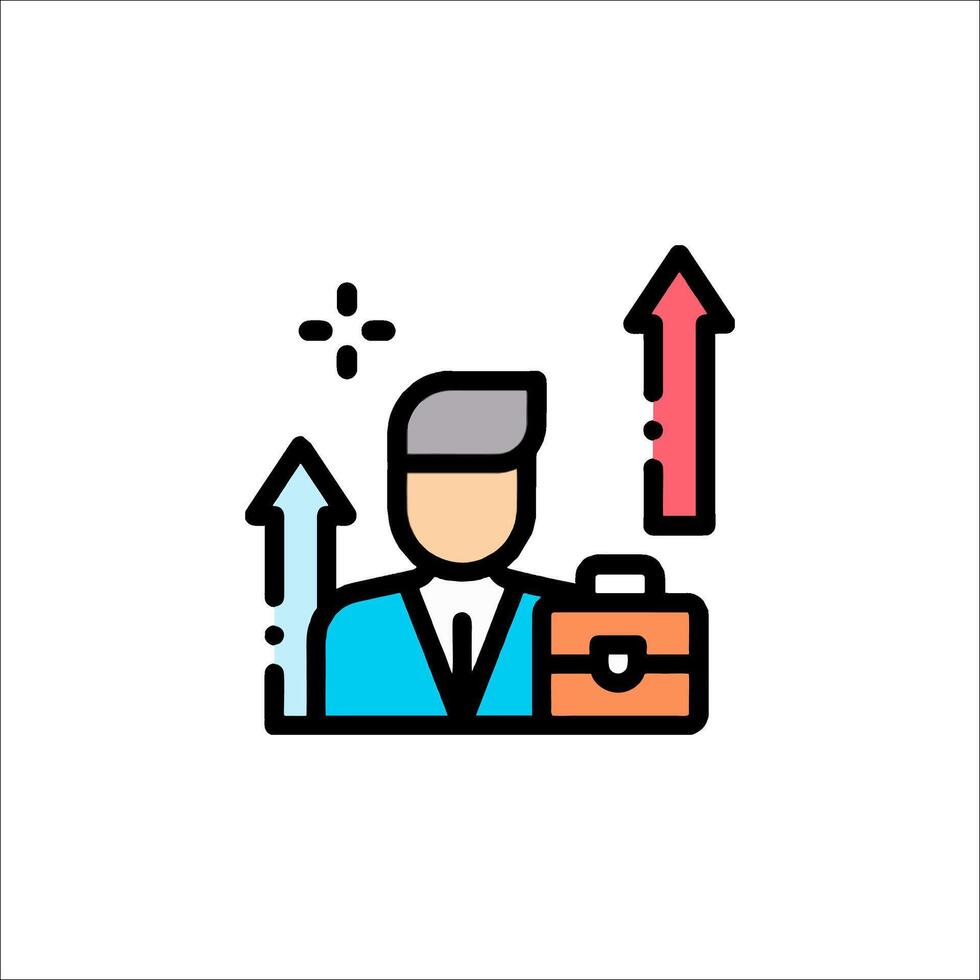 Businessman with briefcase and arrows icon vector