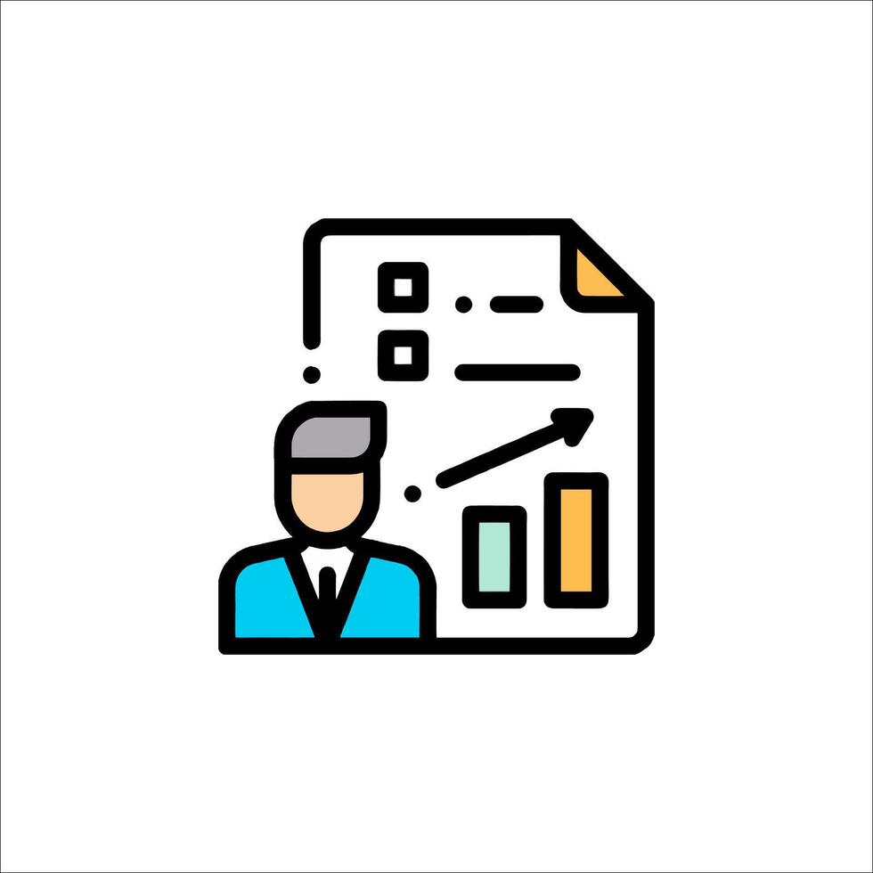 A man with a business card and a chart on a paper vector