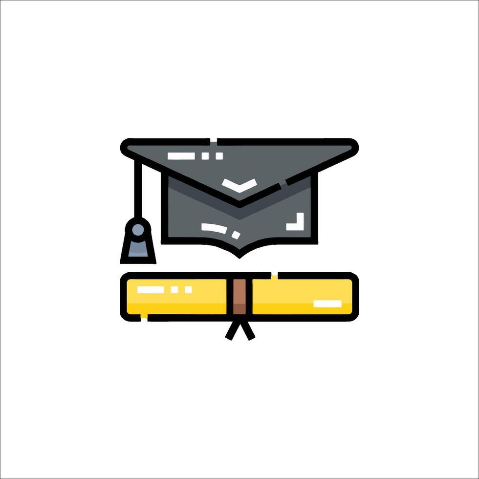 Graduation cap and diploma icon vector