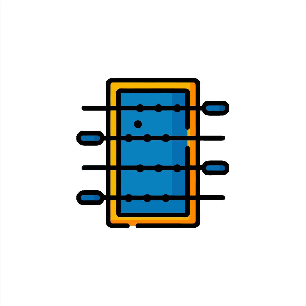 A blue and orange computer with a keyboard vector