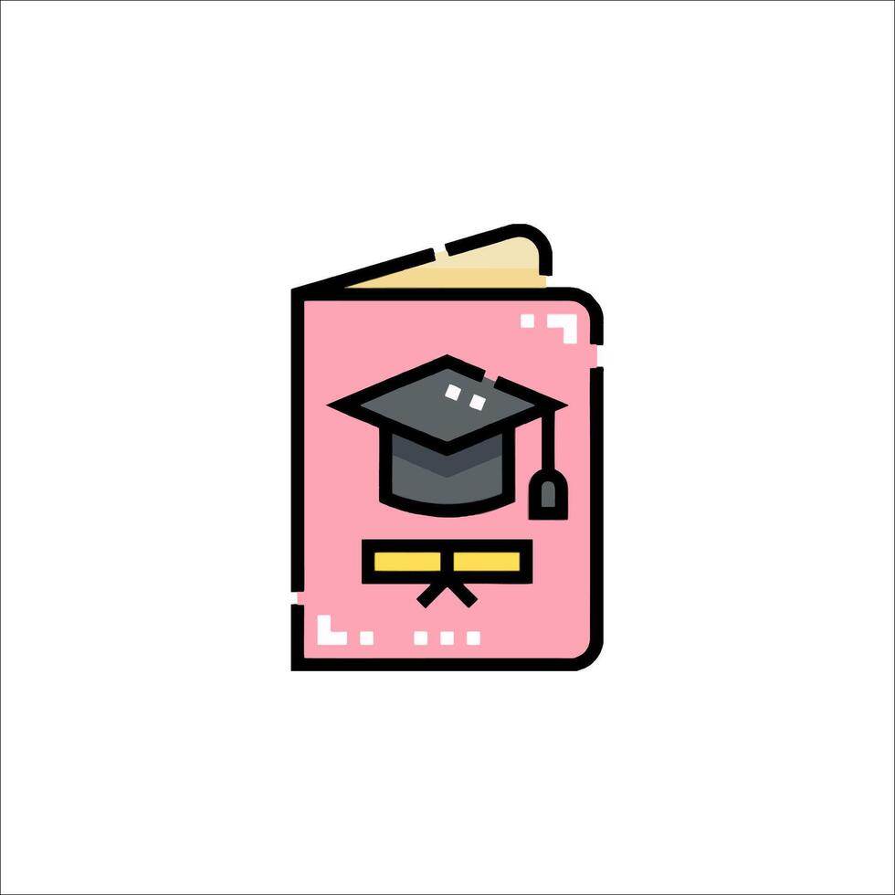 Graduation cap and glasses icon illustration vector