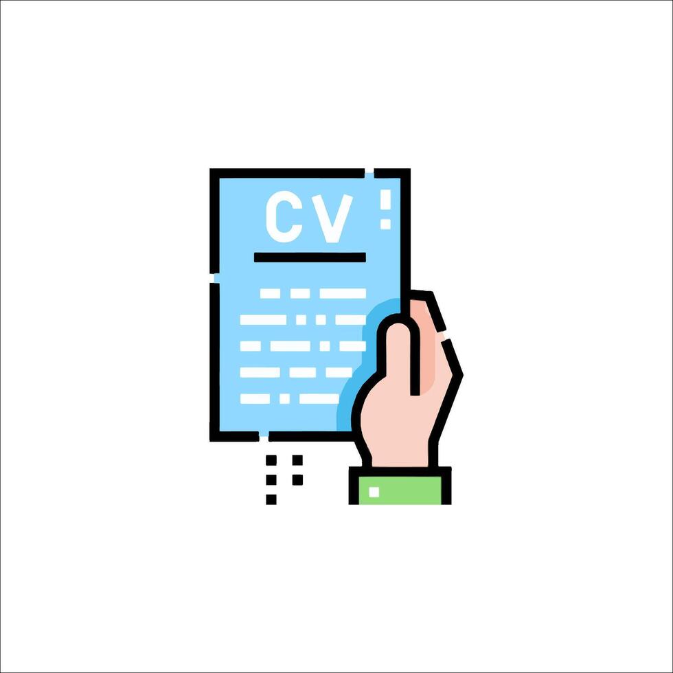 A hand holding a resume and a paper vector