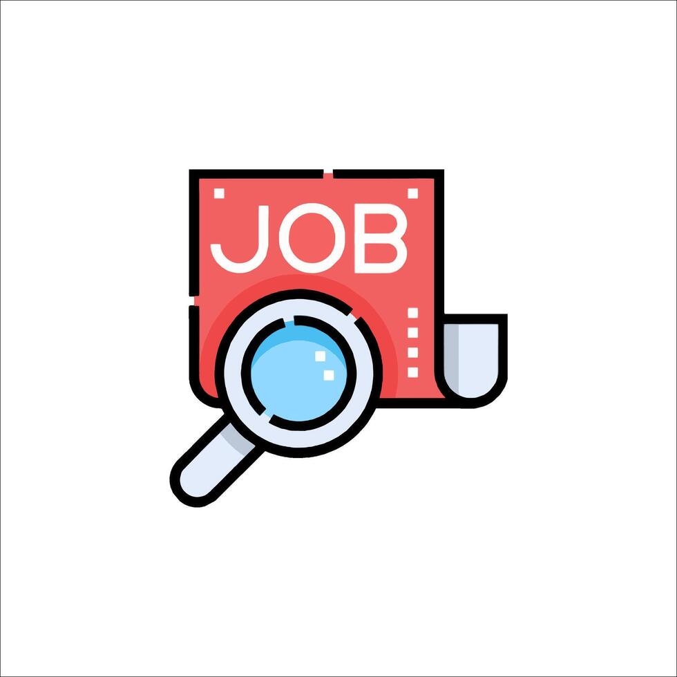Job search icon with magnifying glass illustration vector