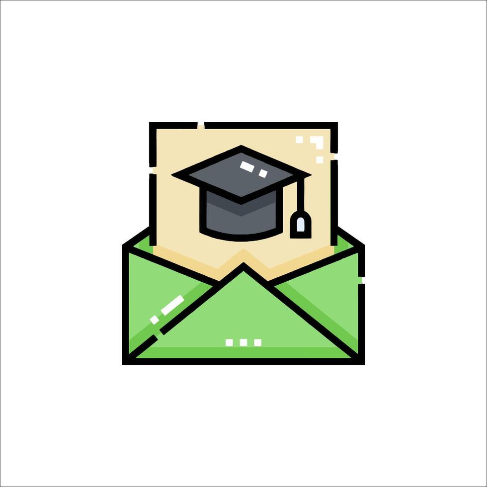 An envelope with a graduation cap on it vector