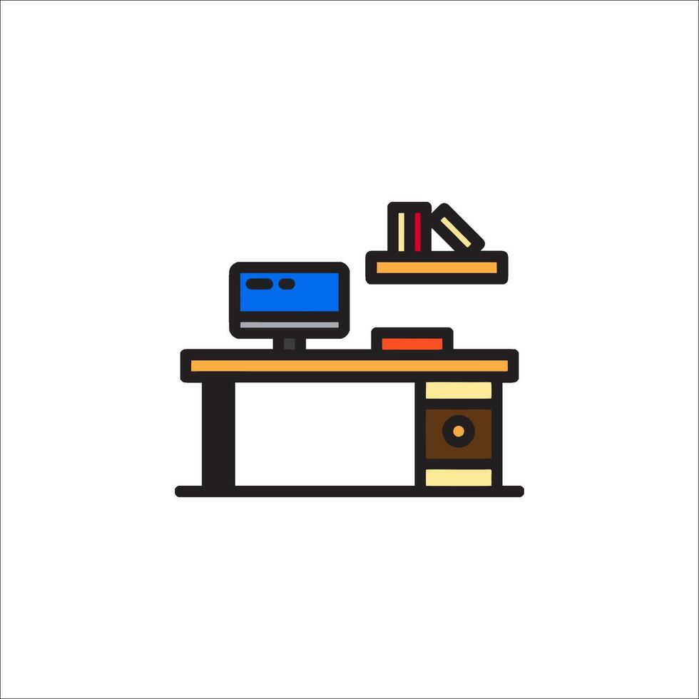 Computer desk icon illustration vector