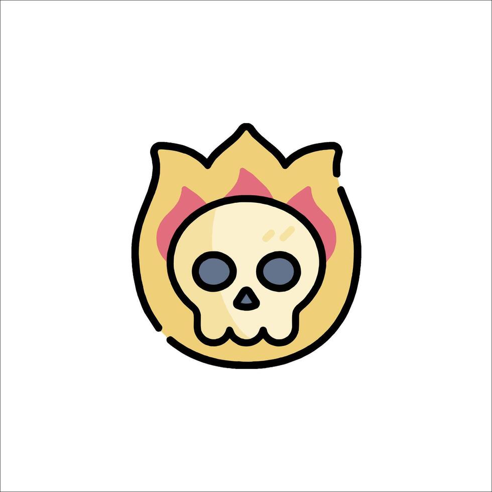 A skull with a fire on it vector