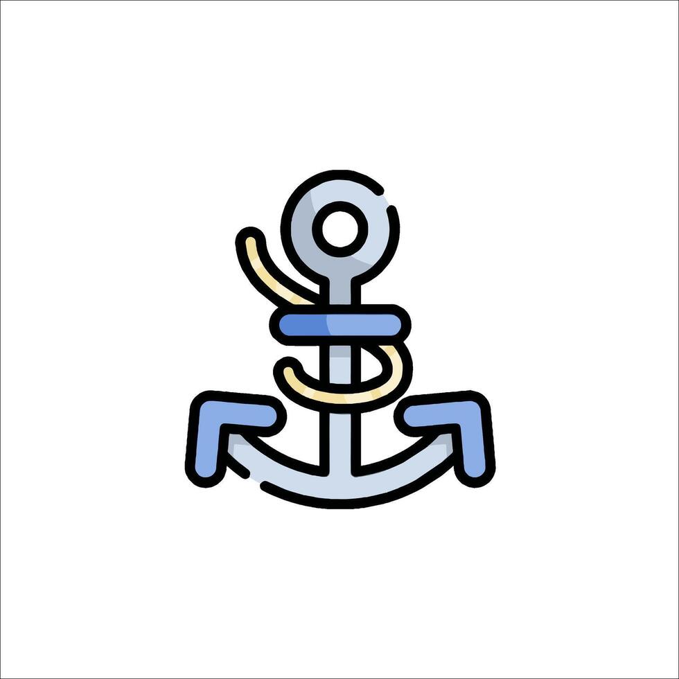 An anchor icon with a rope around it vector